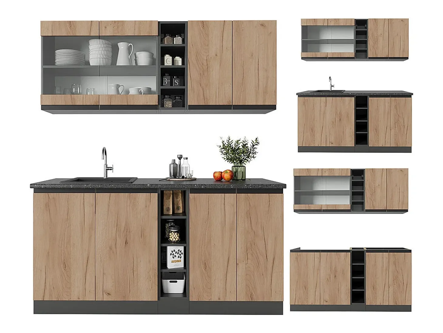 Cocina versátil oro power roble/antracita 160x60x81.6 r-line