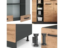 Cocina versátil oro power roble/antracita 160x60x81.6 r-line