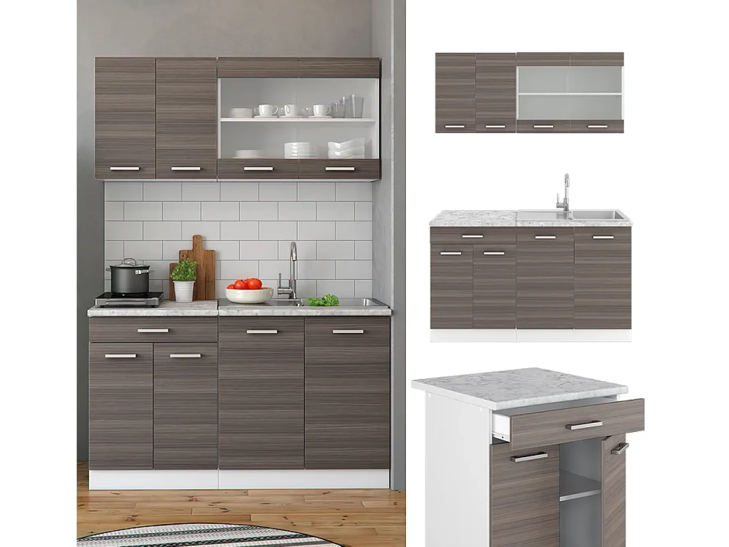 Cocina versátil precioso gris/blanco 140x60x81.6 r-line