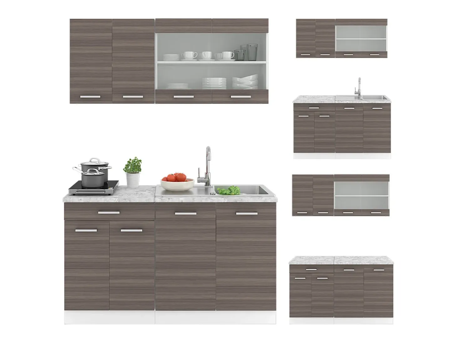 Cocina versátil precioso gris/blanco 140x60x81.6 r-line