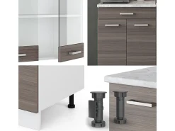 Cocina versátil precioso gris/blanco 140x60x81.6 r-line