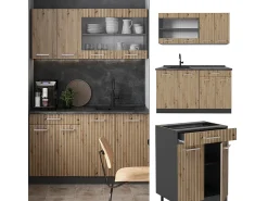 Cocina versátil roble artesanal/antracita 140x60x81.6 r-line