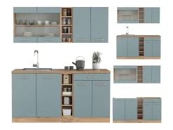 Cocina versátil roble azul-gris-dorado 160x60x81.6 r-line