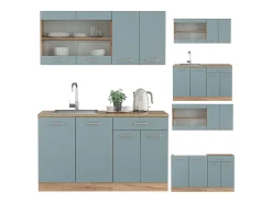 Cocina versátil roble azul-gris-dorado 140x60x81.6 r-line
