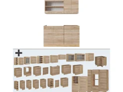 Cocina versátil roble sonoma/goldkraft 140x60x81.6 r-line