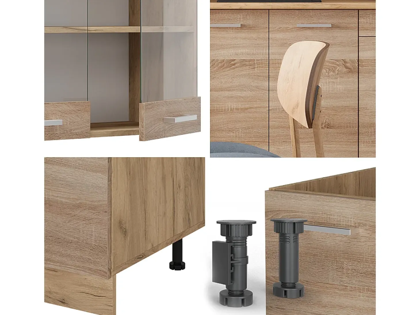 Cocina versátil roble sonoma/goldkraft 140x60x81.6 r-line