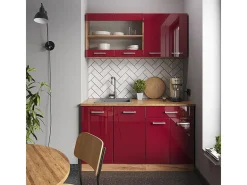 Cocina versátil rojo brillo intenso/roble dorado 140x60x81.6 r-line