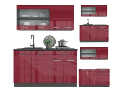 Cocina versátil rojo brillo intenso/antracita 140x60x81.6 r-line