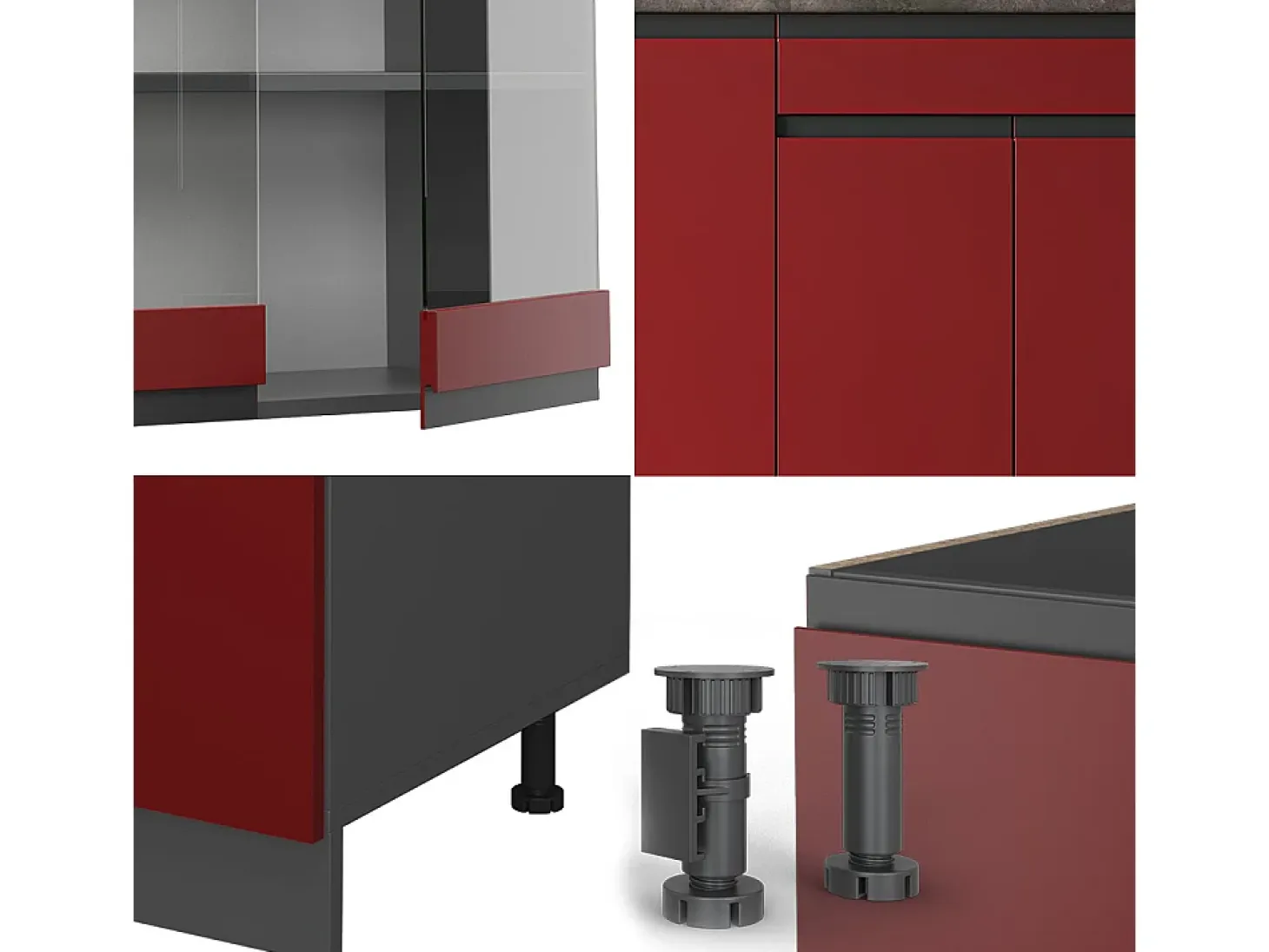 Cocina versátil rojo/antracita 140x60x81.6 r-line