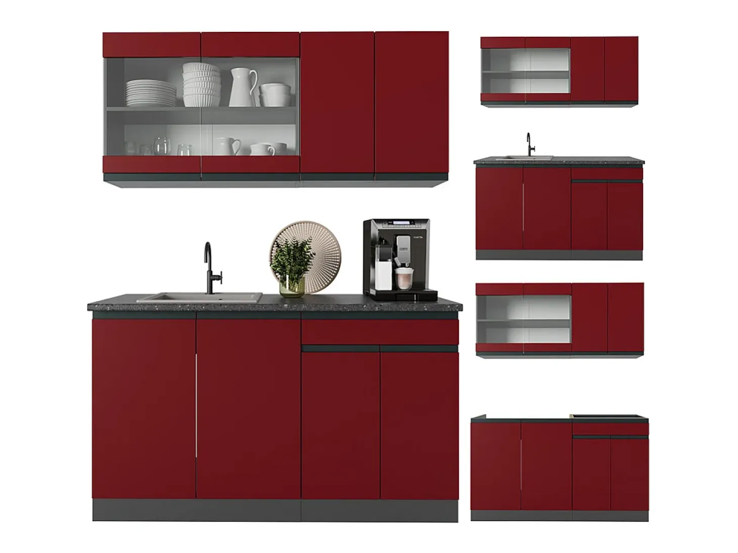 Cocina versátil rojo/antracita 140x60x81.6 r-line