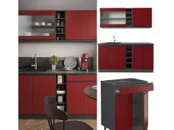 Cocina versátil rojo/antracita 160x60x81.6 r-line