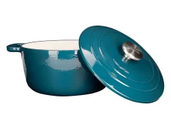 Cocotte de hierro fundido esmaltado COSY & TRENDY FONTESTIC Ø24 cm 4,6 L para todo tipo de fuegos, inducción, azul