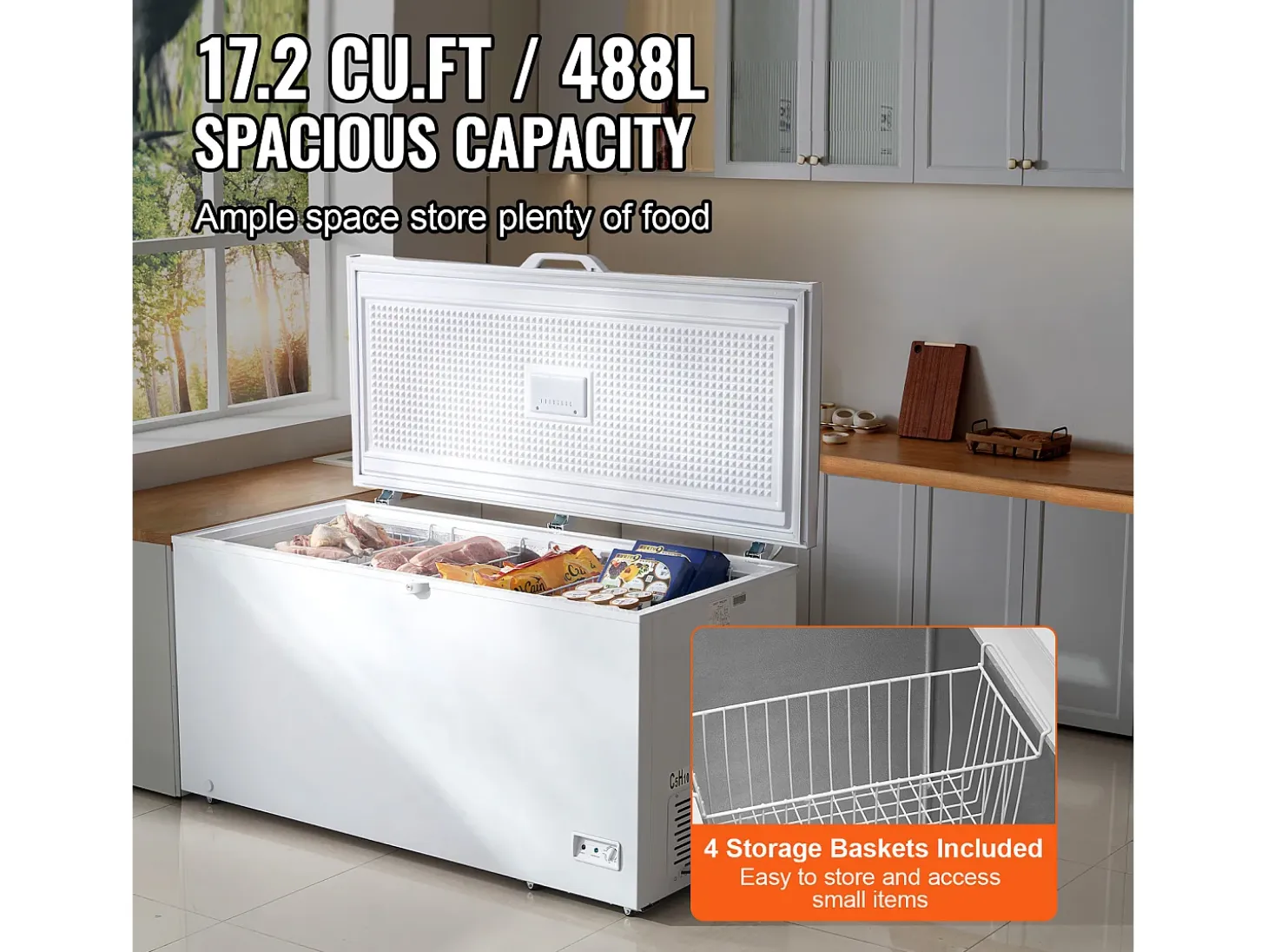 Congelador Horizontal SucceBuy de 488 L con 4 Cestas