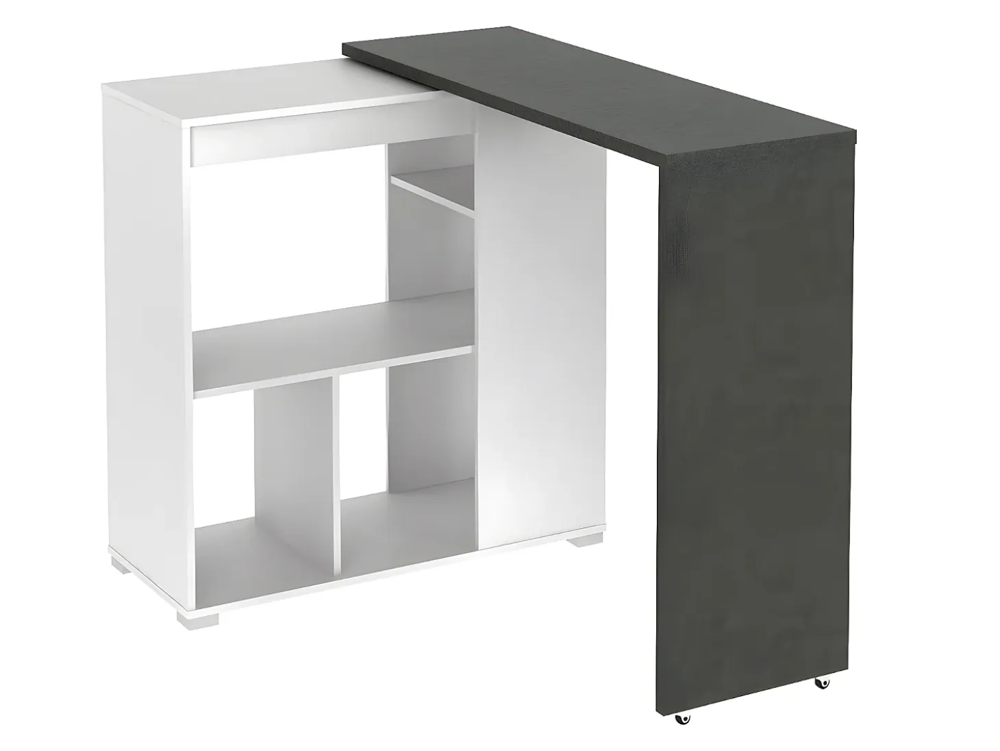 Conjunto "Bar": Mueble de bar SATURNE + 2 taburetes de bar CALAS - Blanco cemento