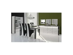Conjunto buffet LINA con LED y 3 espejos cuadrados en colores blanco y negro