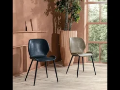 Conjunto de 4 elegantes sillas en ecopiel verde petróleo 