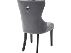 Conjunto de 2 sillas - terciopelo - patas de madera maciza - gris