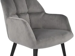 Conjunto de 2 sillas acolchadas Con reposabrazos - Terciopelo y metal negro. Gris. PEGA