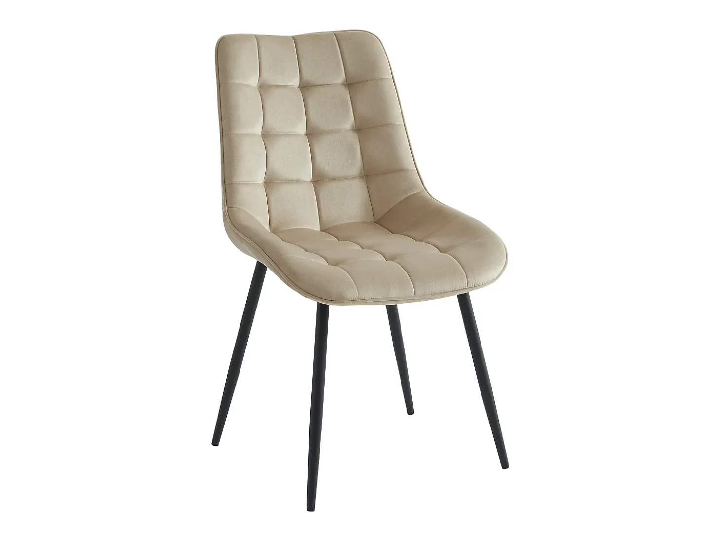 Conjunto de 6 sillas acolchadas - Terciopelo y metal negro - Beige - OLLUA