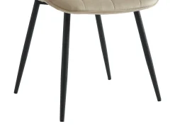 Conjunto de 2 sillas acolchadas - Terciopelo y metal negro - Beige - OLLUA