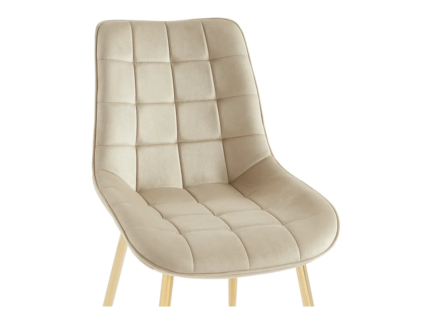Conjunto de 6 sillas acolchadas de terciopelo y metal dorado - Beige - OLLUA