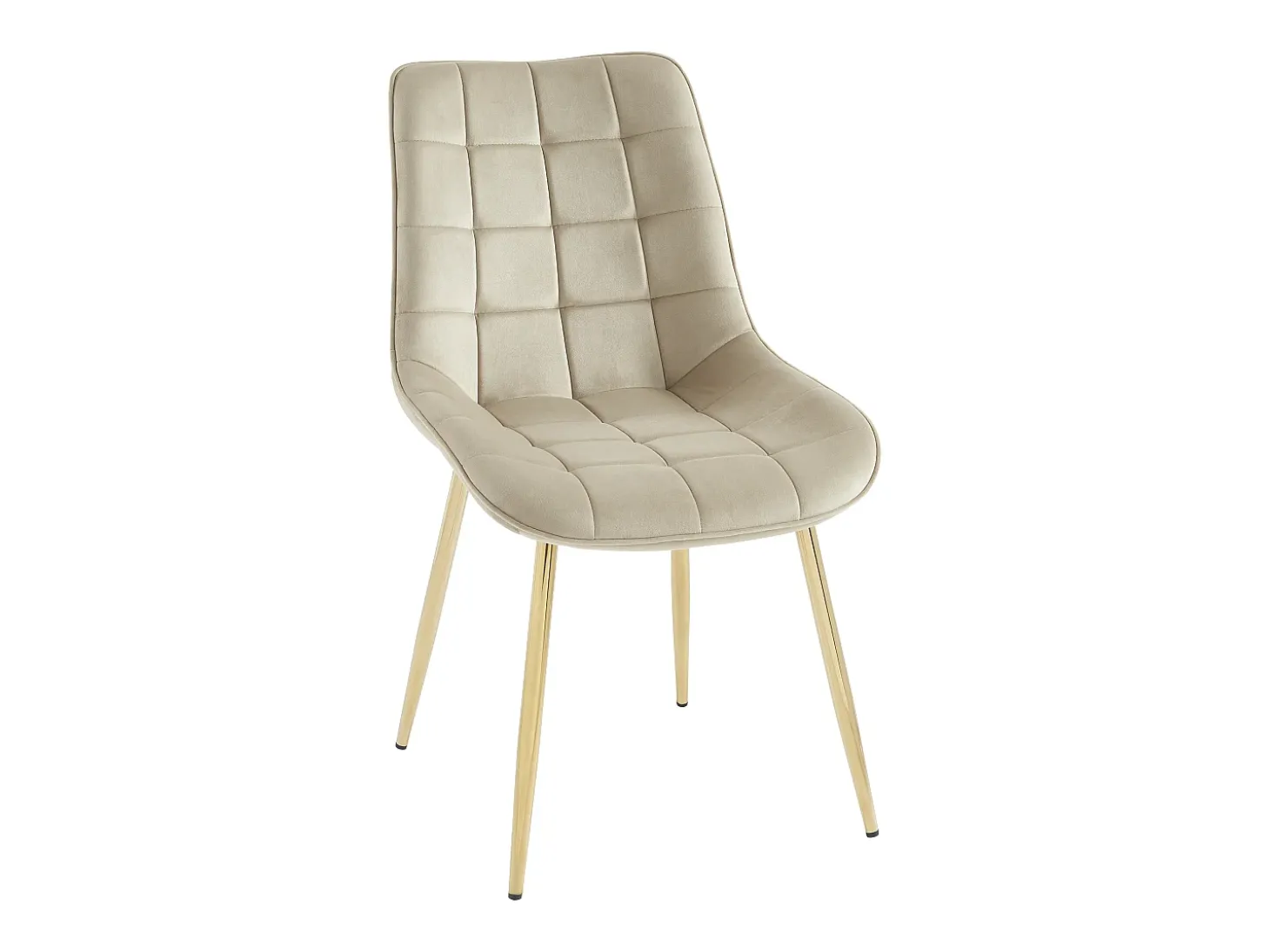 Conjunto de 6 sillas acolchadas de terciopelo y metal dorado - Beige - OLLUA