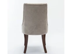 Conjunto de 2 sillas beige con patas de madera curvadas y respaldo alto.