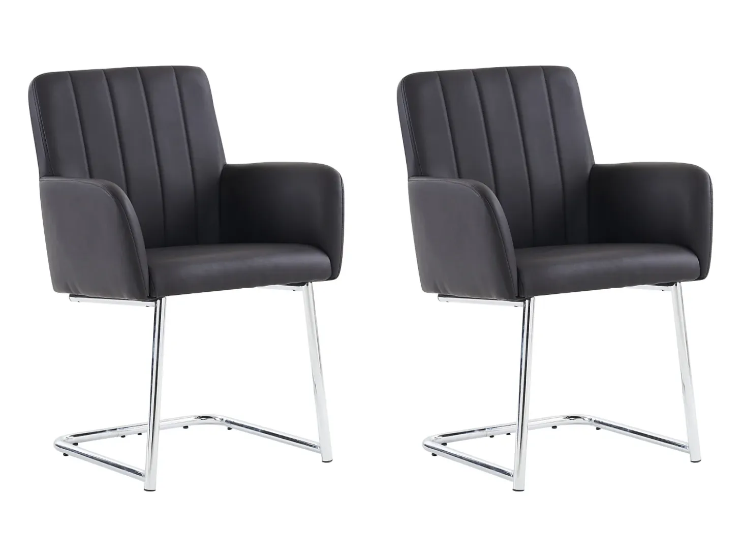 Conjunto de 2 sillas cantilever, en PU negro