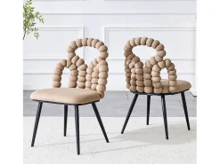 Conjunto de 2 sillas con patas de metal negro - Terciopelo camel
