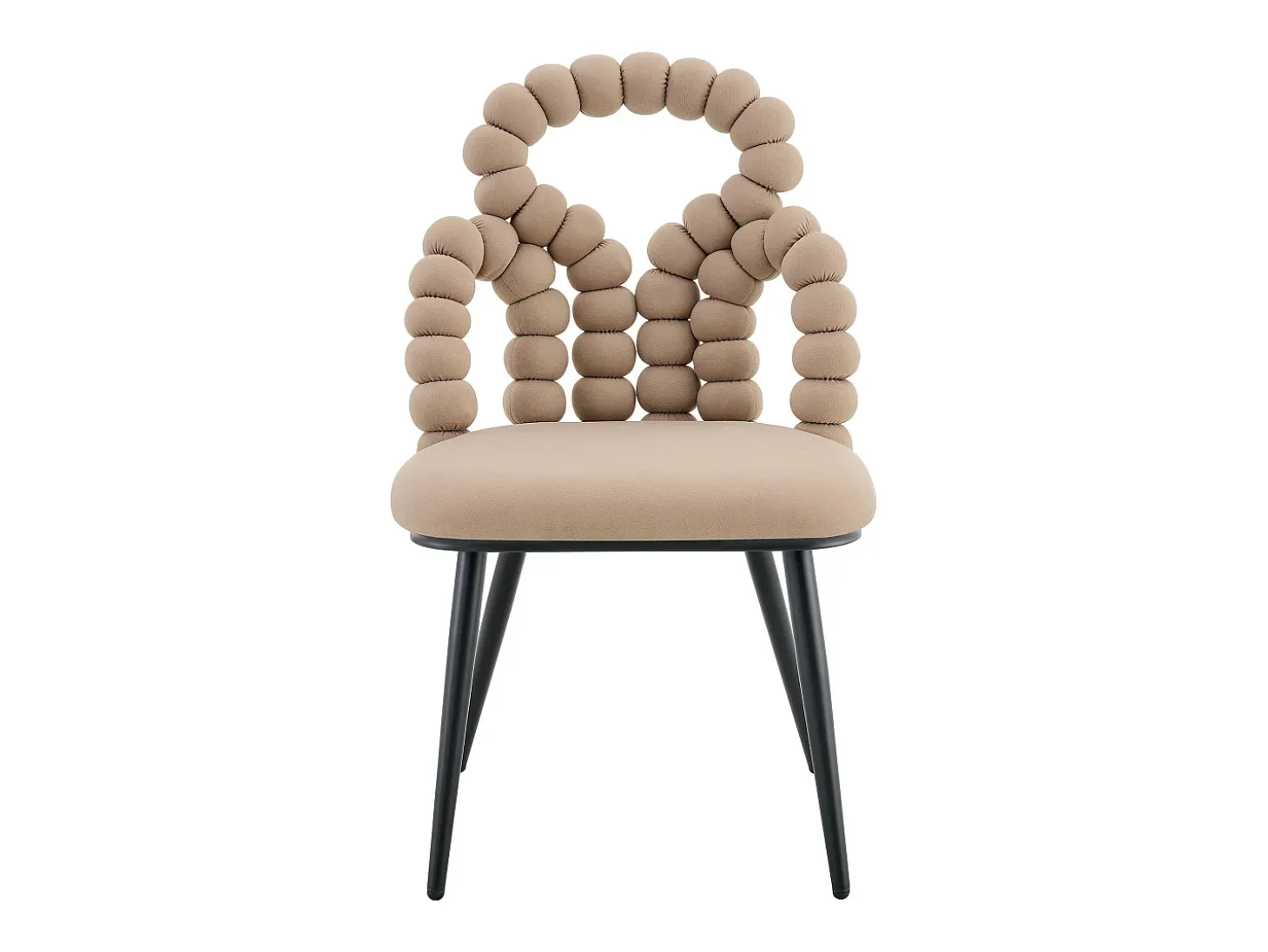 Conjunto de 2 sillas con patas de metal negro - Terciopelo camel