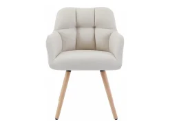 Conjunto de 2 sillas con reposabrazos - Tela y madera de haya - Beige - PEGA