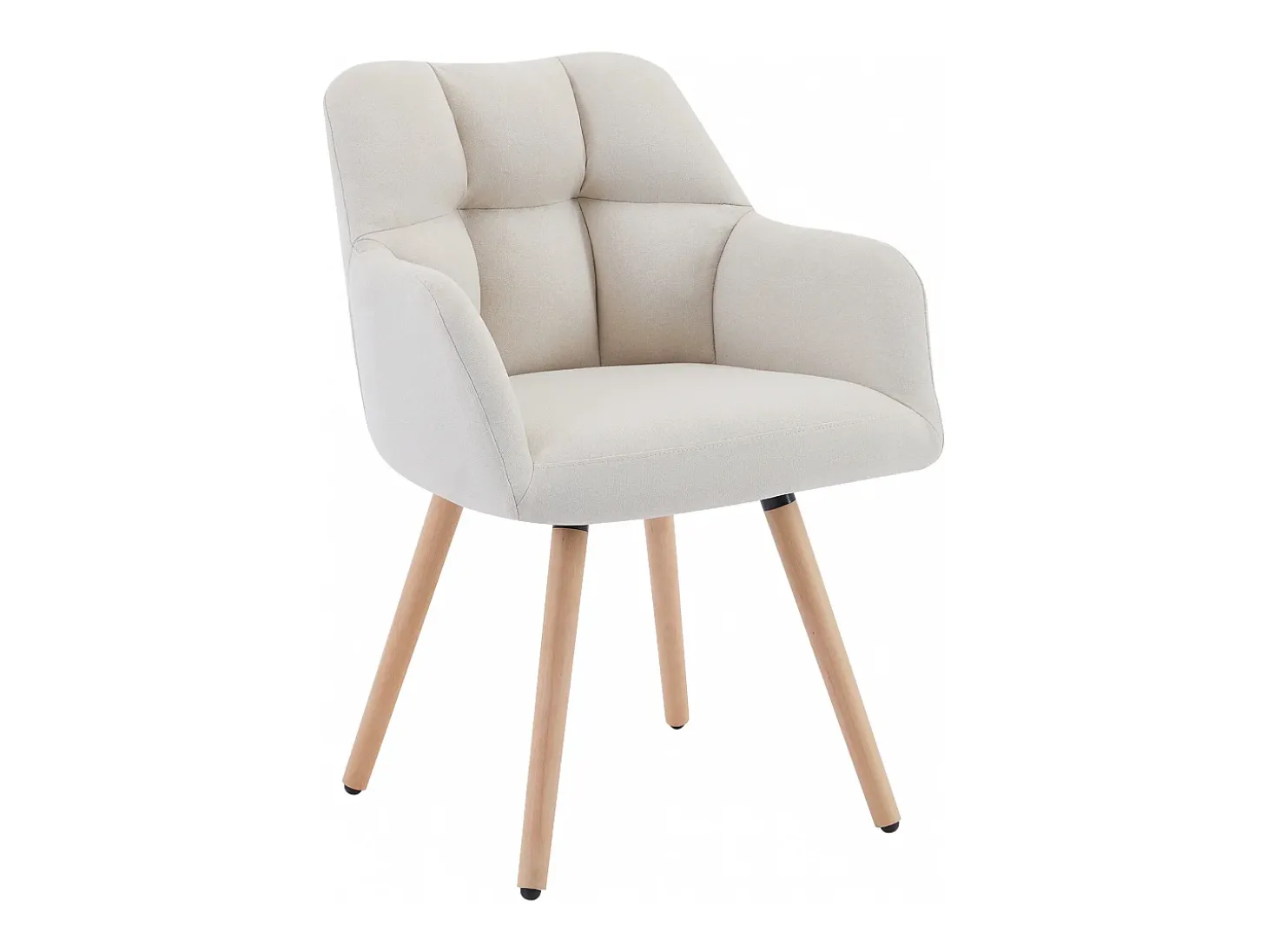 Conjunto de 6 sillas con reposabrazos - Tela y madera de haya - Beige - PEGA