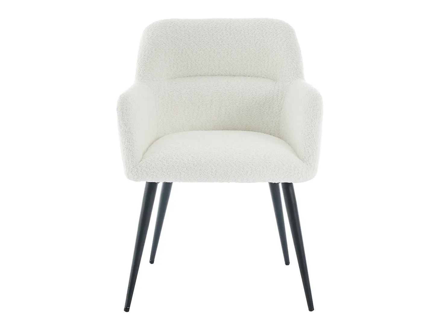 Conjunto de 6 sillas con reposabrazos de tejido bouclé y metal negro - Blanco - HEKA