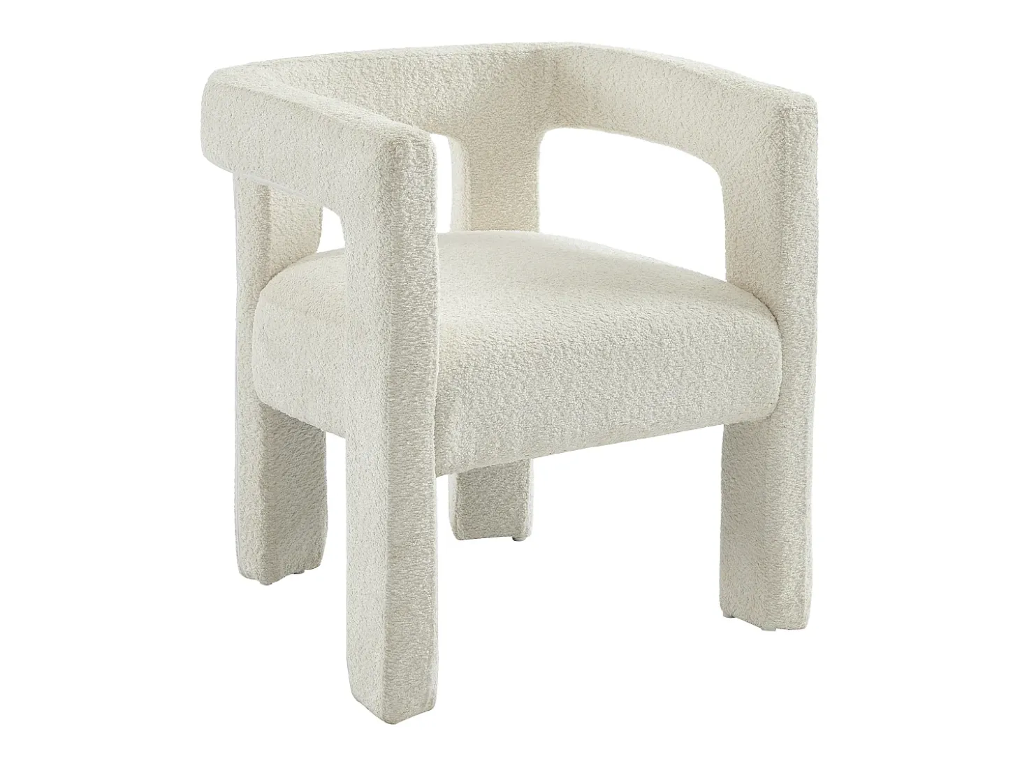 Conjunto de 2 sillas con reposabrazos de tela bouclé y metal - Blanco - SOFANA