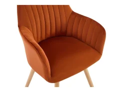 Conjunto de 2 sillas con reposabrazos de terciopelo y metal efecto madera - Terracota - ELEANA