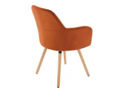 Conjunto de 2 sillas con reposabrazos de terciopelo y metal efecto madera - Terracota - ELEANA