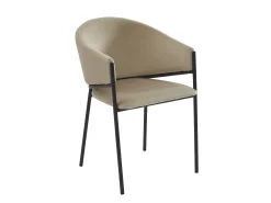 Conjunto de 6 sillas con reposabrazos de terciopelo y metal negro - Gris - ORDIDA