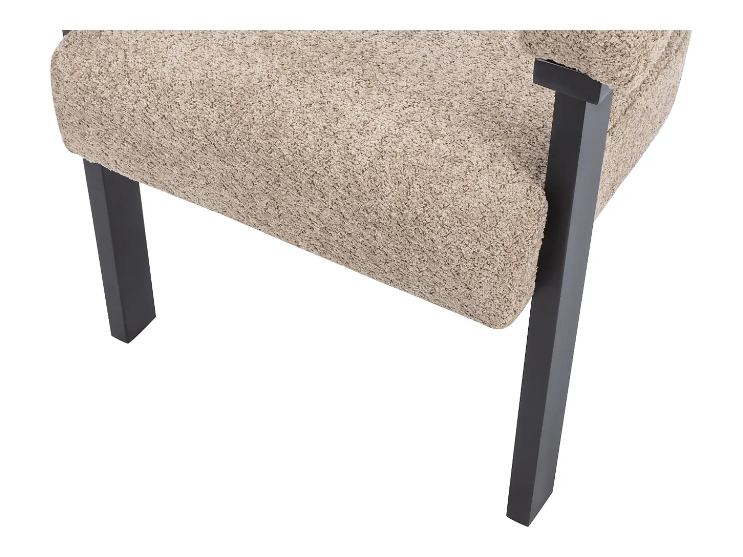 Conjunto de 6 sillas con reposabrazos en tela bouclé y madera de hevea - Topo y negro - LIVELIA