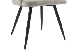 Conjunto de 6 sillas con reposabrazos en tela y metal negro - Beige - KADIJA