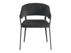 Conjunto de 2 sillas con reposabrazos de tela y metal - Negro - AVRELA