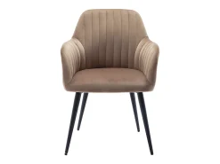 Conjunto de 2 sillas Con reposabrazos - Terciopelo y metal negro - Beige - ELEANA