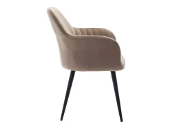 Conjunto de 2 sillas Con reposabrazos - Terciopelo y metal negro - Beige - ELEANA