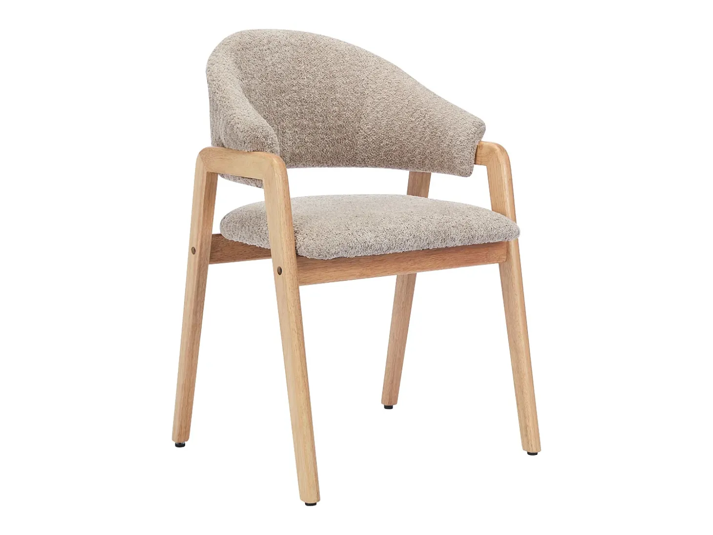 Conjunto de 2 sillas con reposabrazos en tejido bouclé y madera de caucho - Taupe y natural - SOLUNA