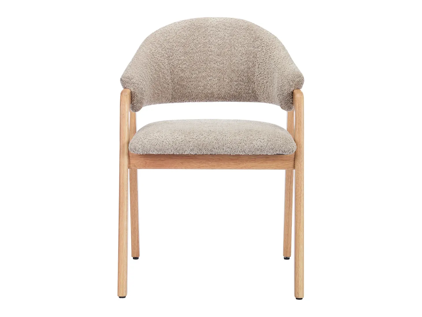 Conjunto de 2 sillas con reposabrazos en tejido bouclé y madera de caucho - Taupe y natural - SOLUNA