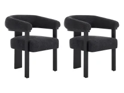 Conjunto de 2 sillas con reposabrazos en tela bouclé y madera de hevea - Negro - LIVELIA