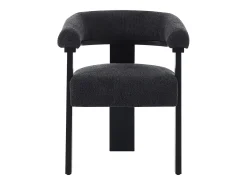 Conjunto de 2 sillas con reposabrazos en tela bouclé y madera de hevea - Negro - LIVELIA