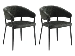 Conjunto de 2 sillas con reposabrazos de tela y metal negro - Verde - AVRELA