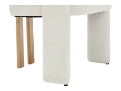 Conjunto de 6 sillas con reposabrazos de tela bouclé y madera de hevea - Blanco - NORETI