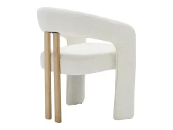 Conjunto de 6 sillas con reposabrazos de tela bouclé y madera de hevea - Blanco - NORETI