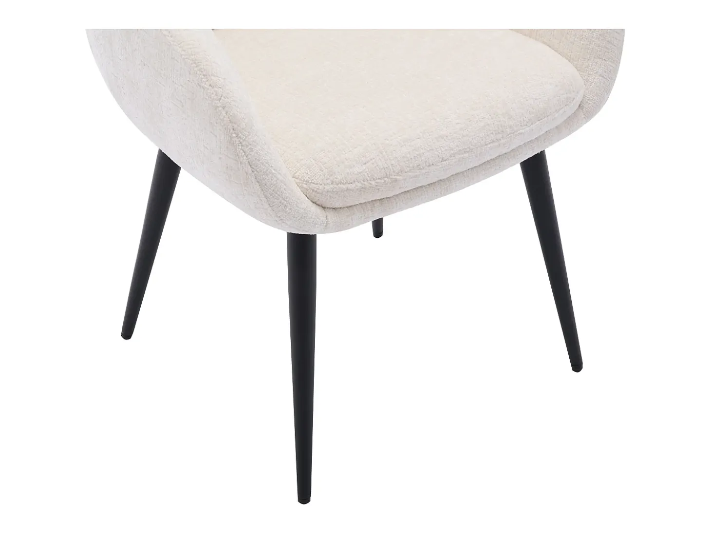 Conjunto de 2 sillas con reposabrazos de tela texturizada y metal negro - Crema - LASSANDRA